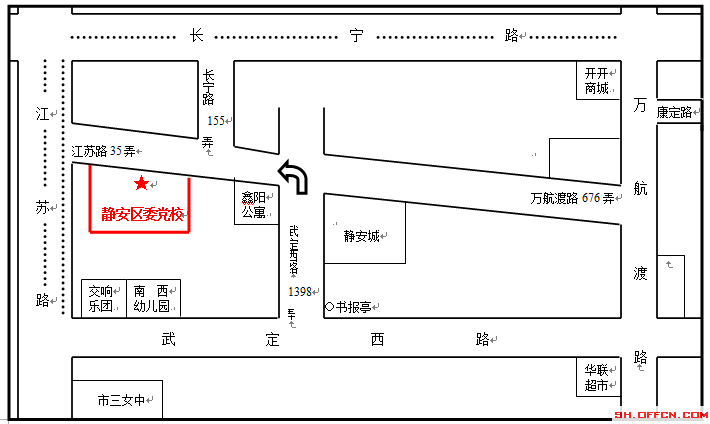  靜安區(qū)委黨校地理位置示意圖